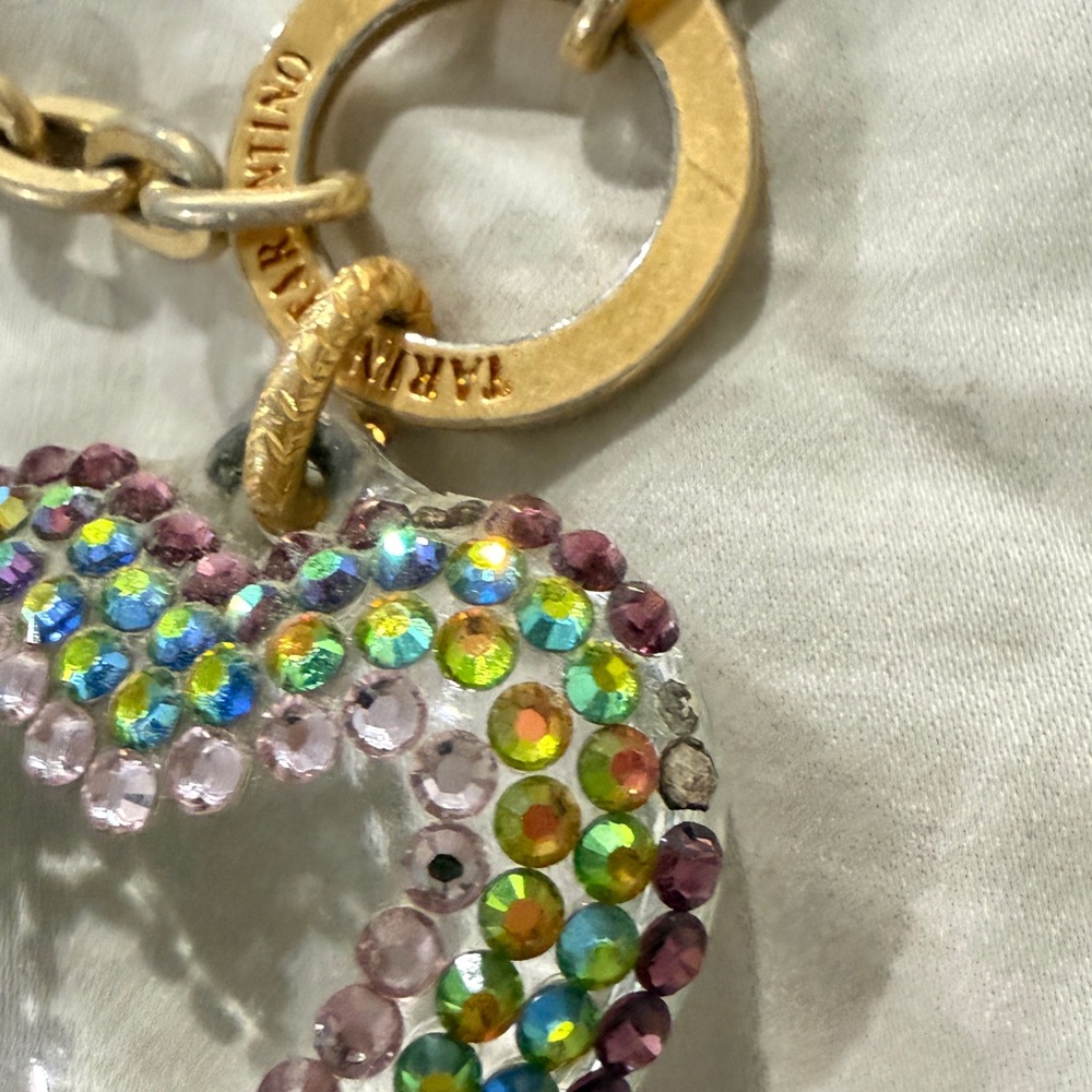 Tarina Tarintino Gold Green and Purple Heart Pendant Necklace and Bracelet Set - Picture 2 of 6